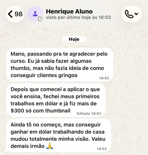 Depoimento de aluno 1